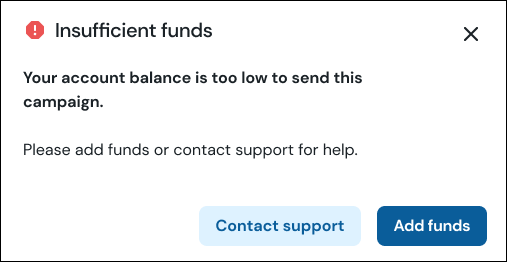 Image of insufficient funds pop up