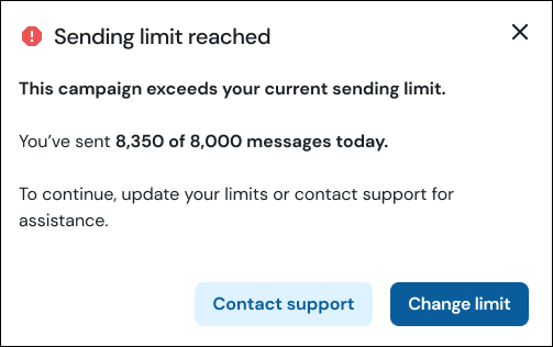 Image of sending limit reached pop up