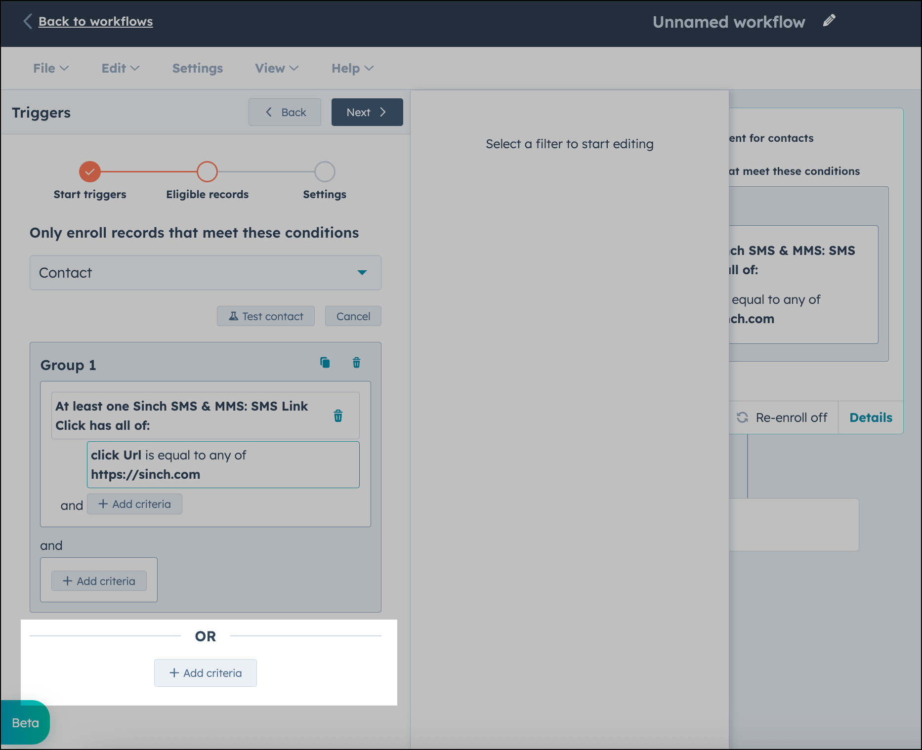 Add criteria for minimum number of clicks in HubSpot workflow.
