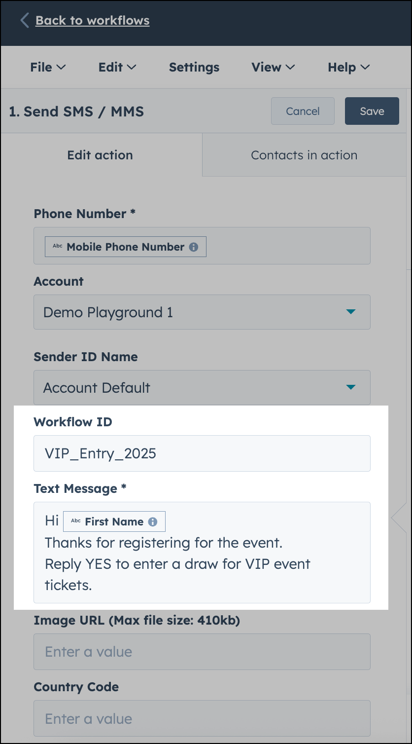 HubSpot Workflow ID.