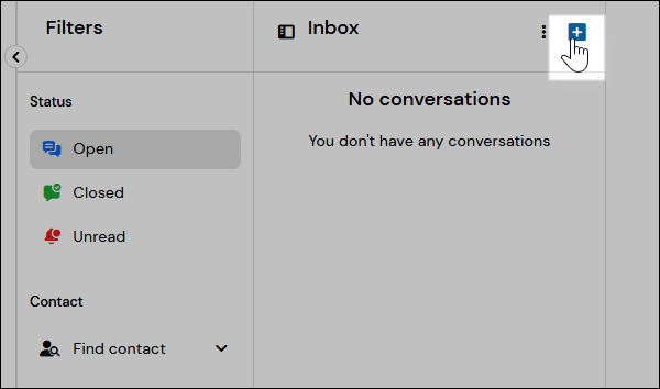 Screenshot showing the location of the 'new conversation' button.
