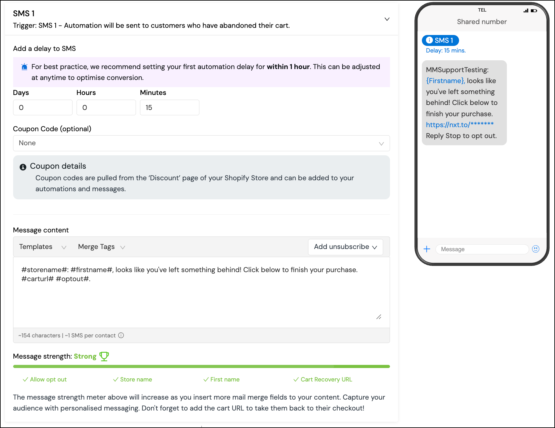 Configure SMS 1 in Sinch platform.