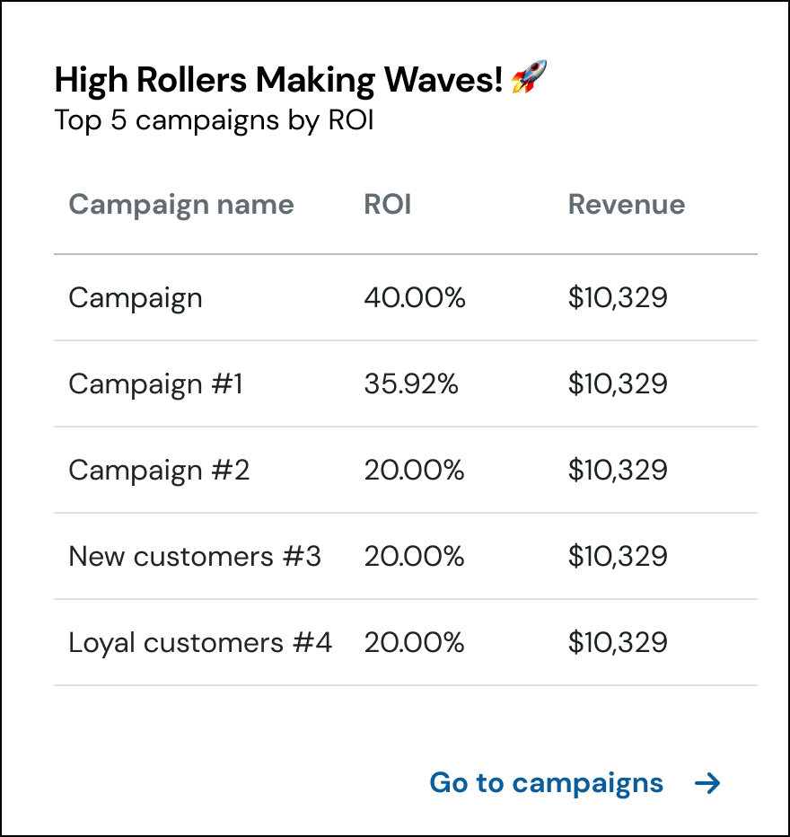 Ecommerce wrap up email - Best performing campaigns.
