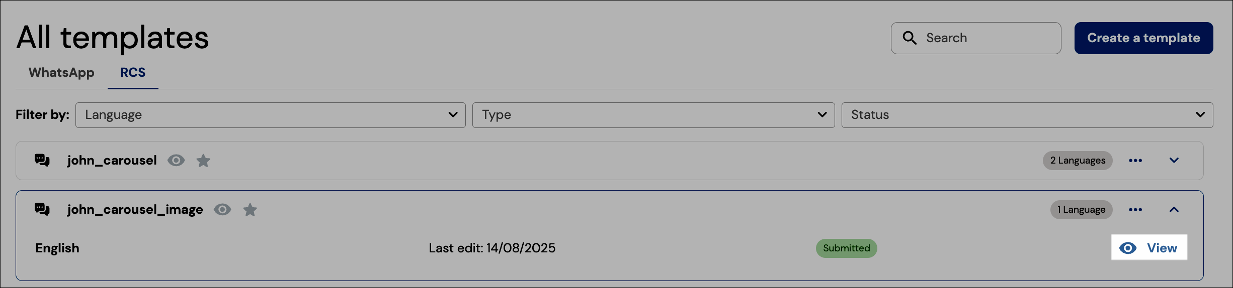 Screenshot showing location of View button