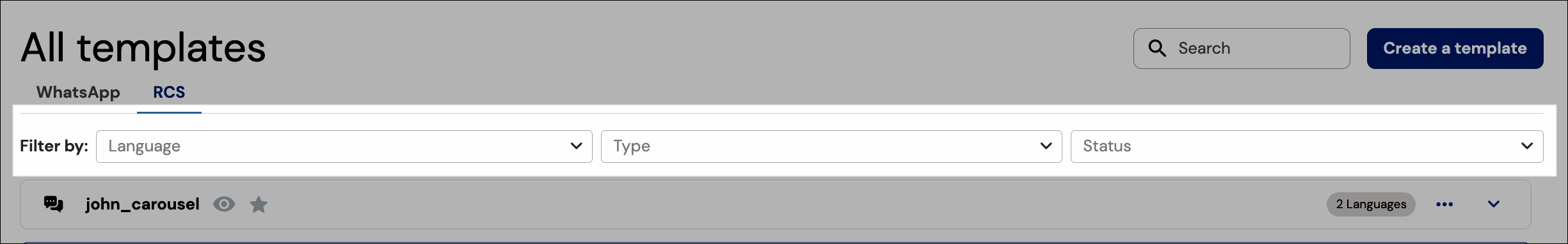 Screenshot showing location of filter drop downs.