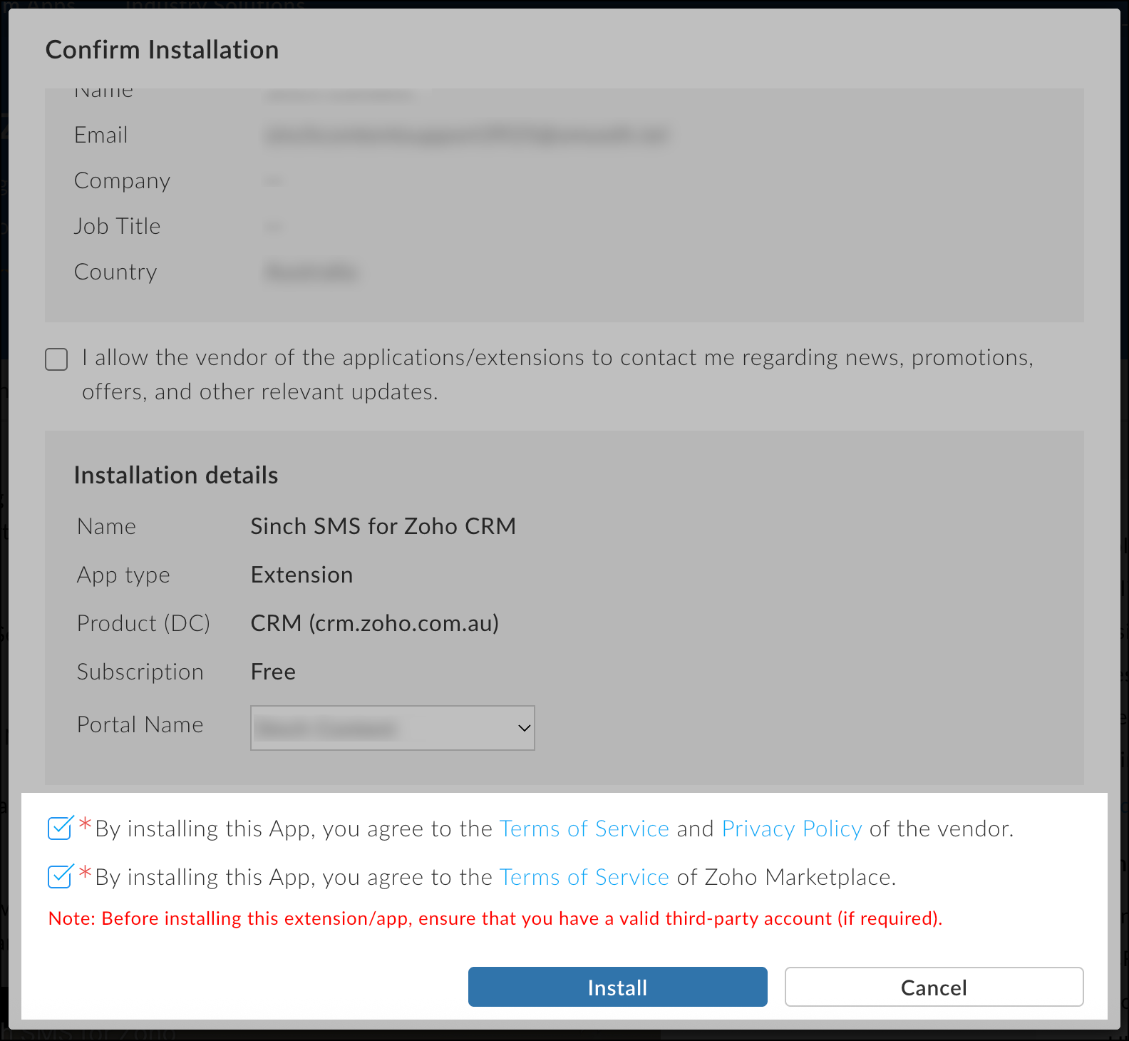 Review and agree to the terms and conditions.
