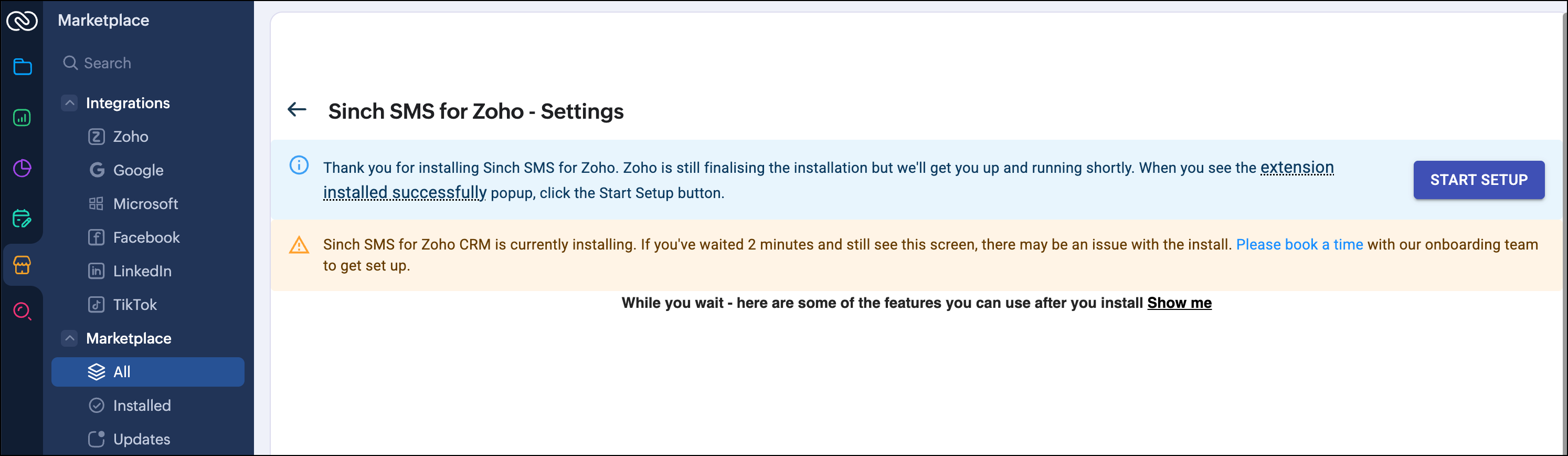 Installation waiting screen.