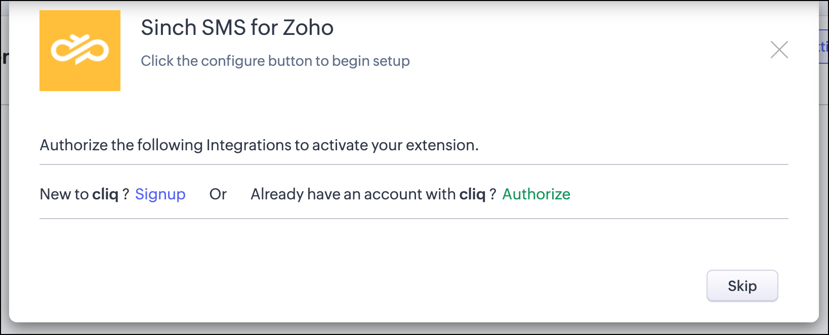 Skip Cliq authorization.