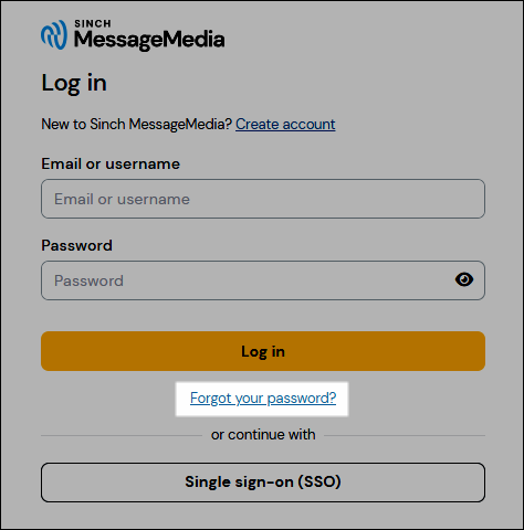 Screenshot showing the forgot password link on the login page