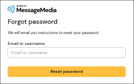 Screenshot of the forgot password screen