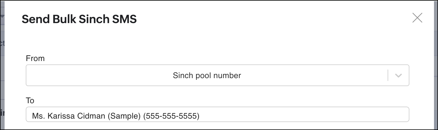 Send Bulk Sinch SMS configuration.