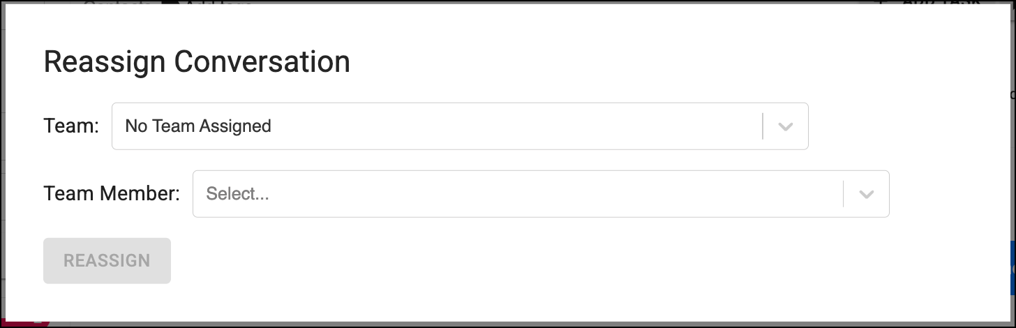 Reassign conversation pop-up.