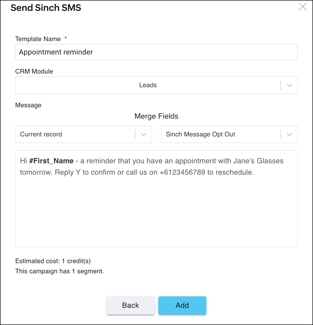 Configure the template.