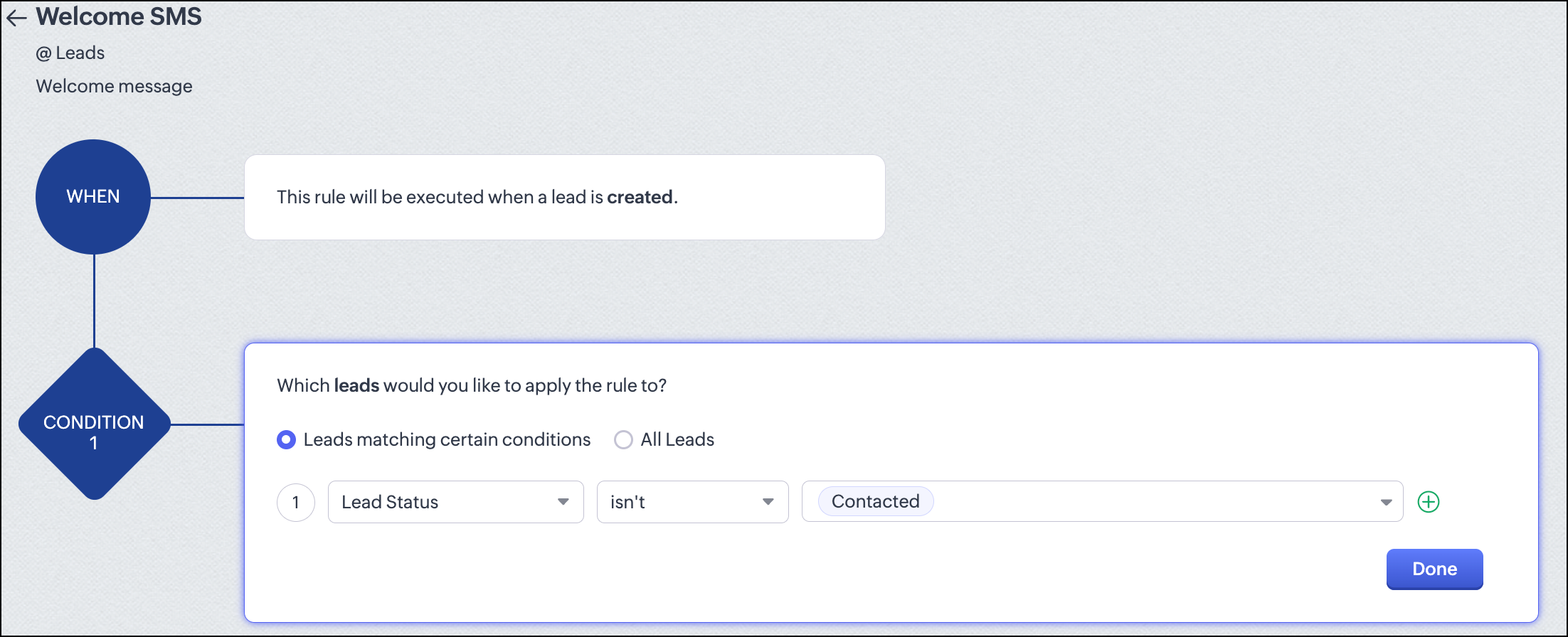 Leads matching certain conditions.