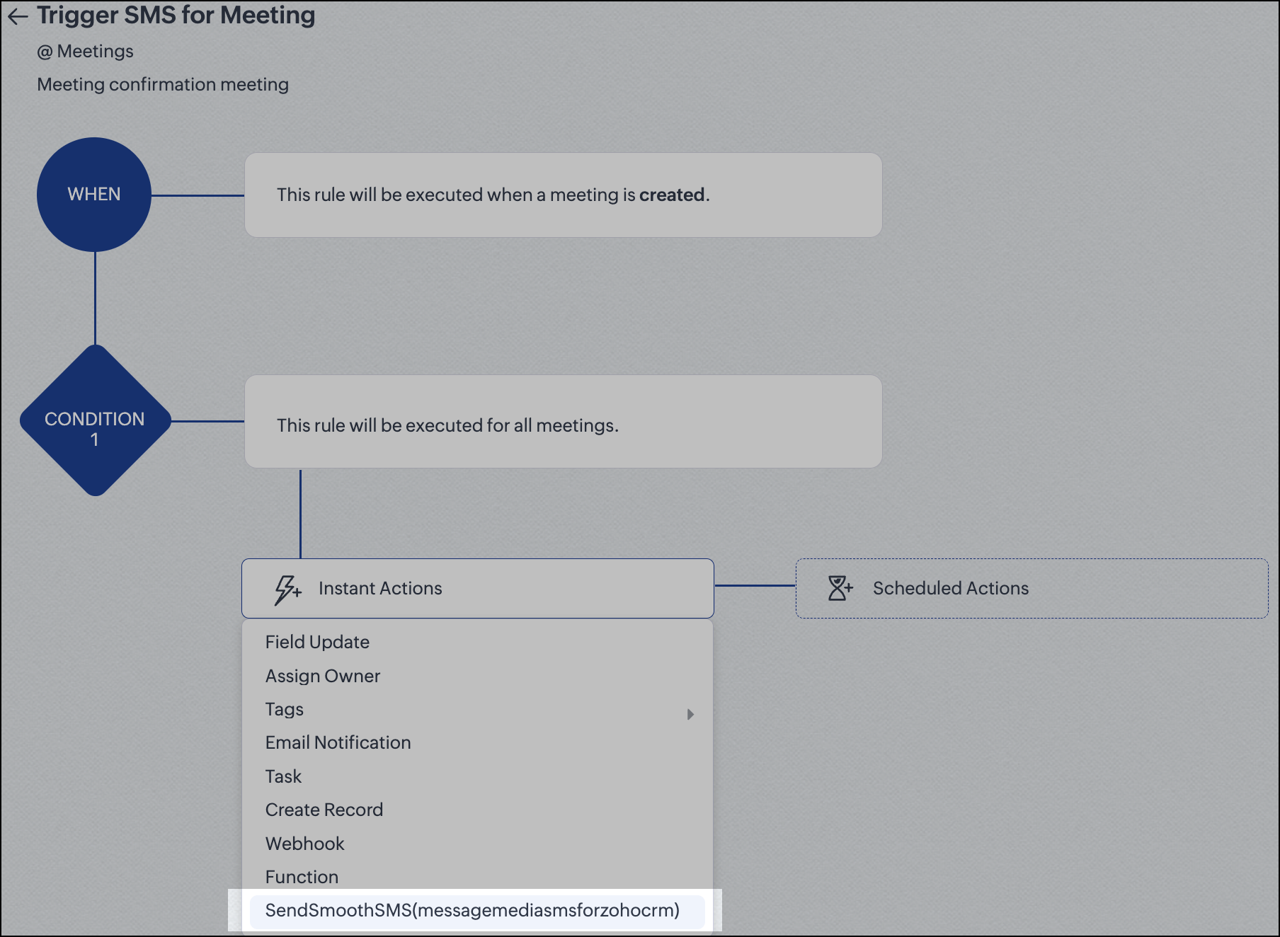 Select Send Smooth SMS from the drop-down.