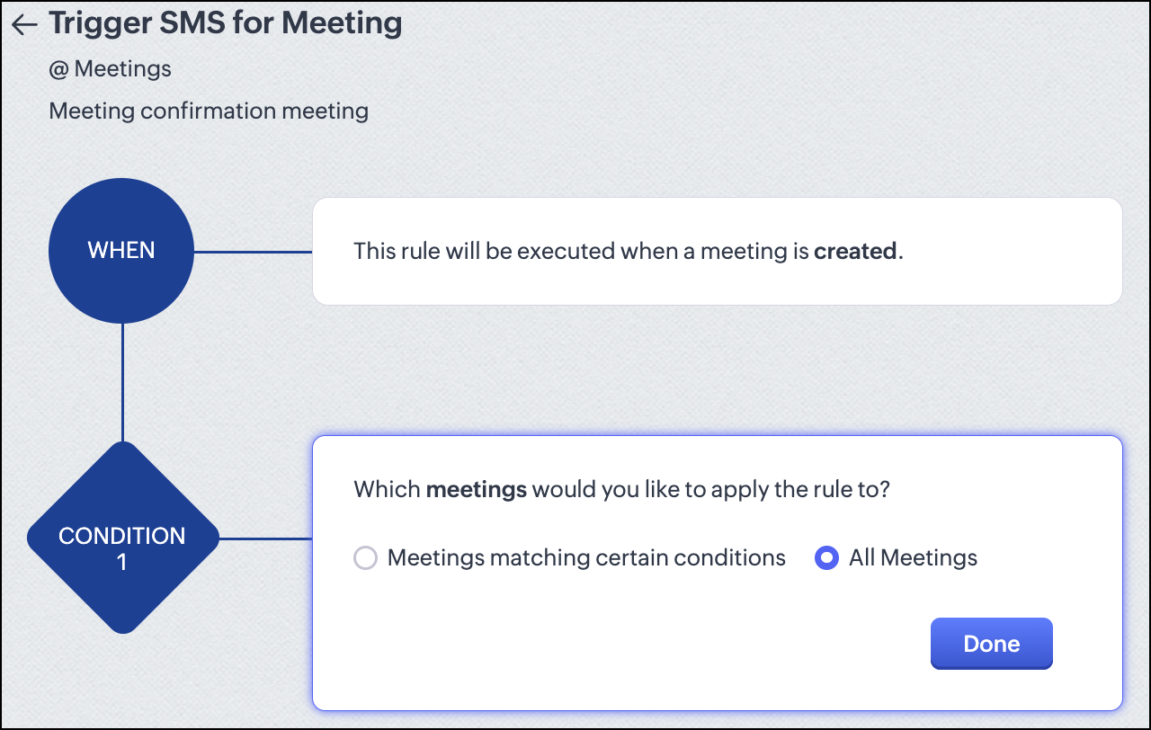 Select which meetings to apply the rule to.