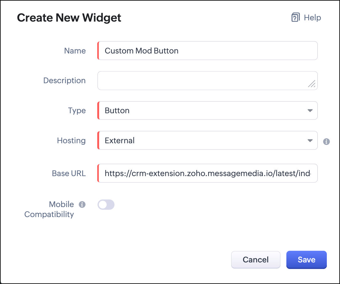 Create custom module button.