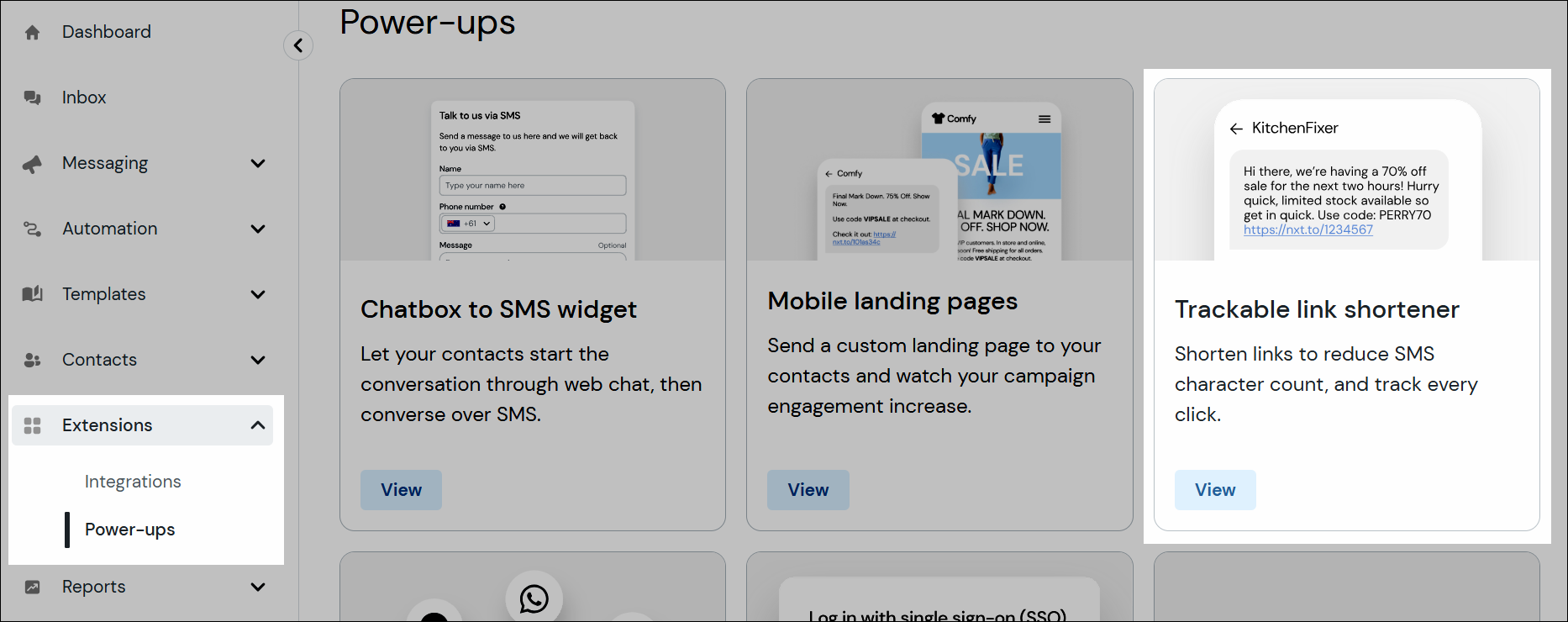 Screenshot of powerups screen
