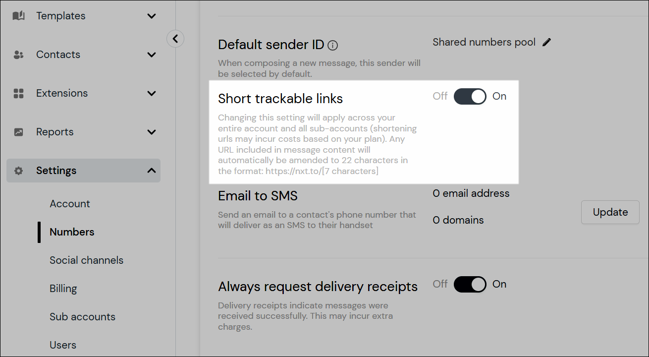 Screenshot showing on/off toggle location