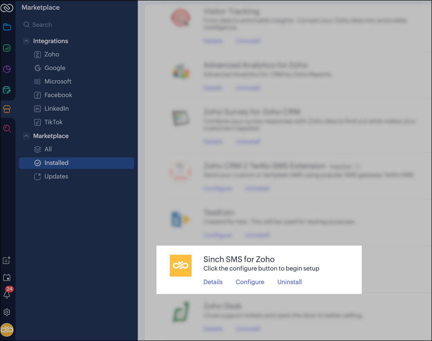 Configure section.