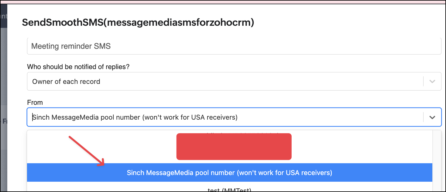 Workflow SMS pooled number.