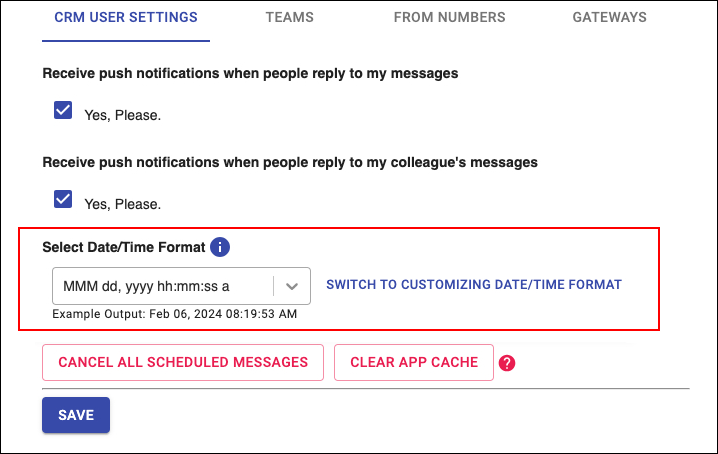 Select date and time format.