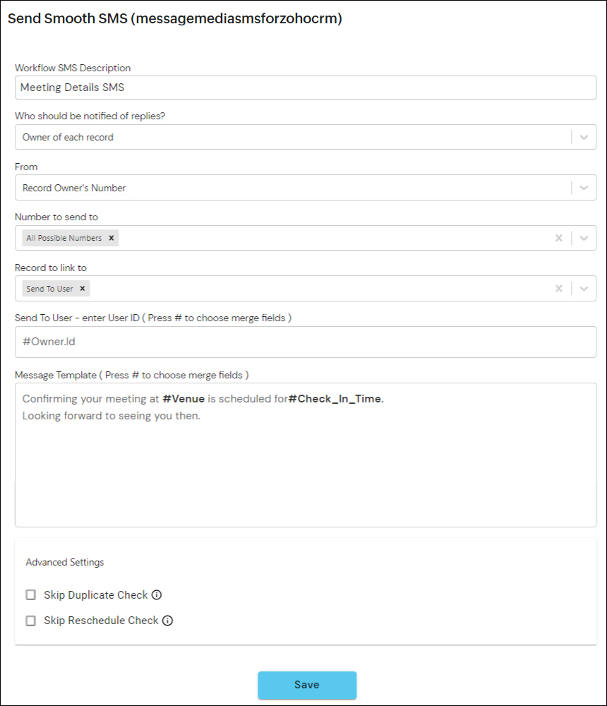 Workflow SMS.