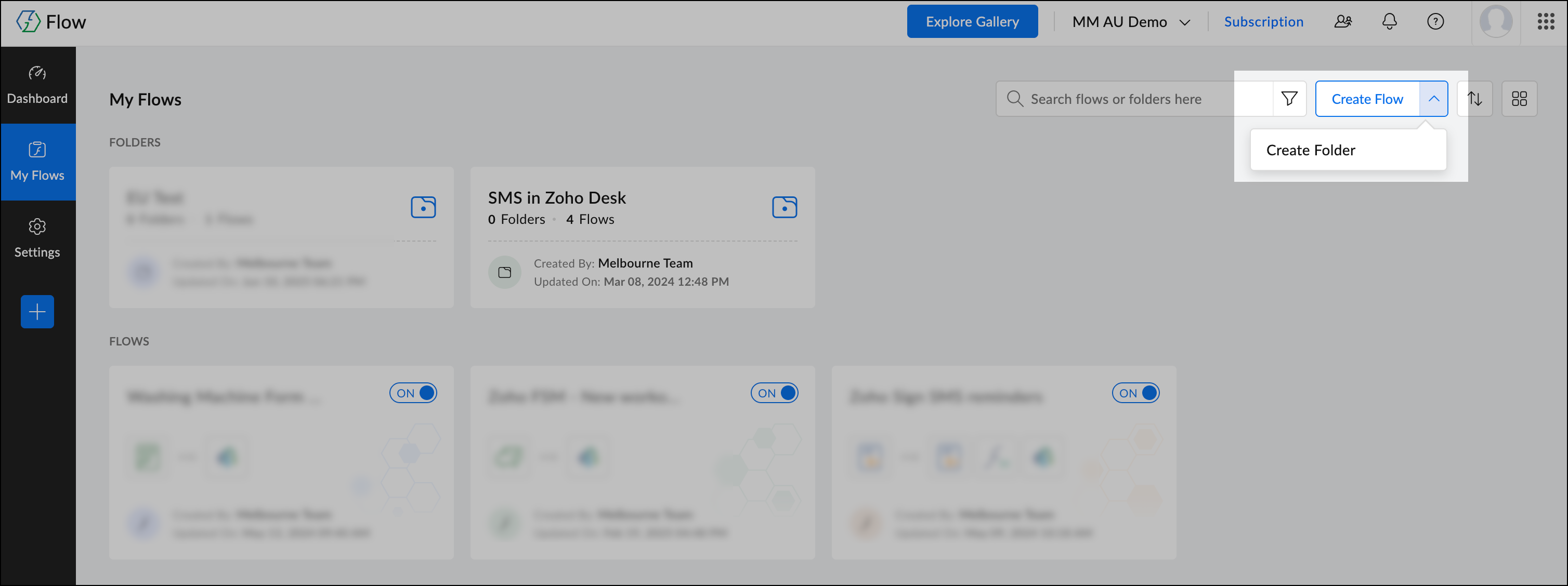 Create Folder in Zoho Flows.