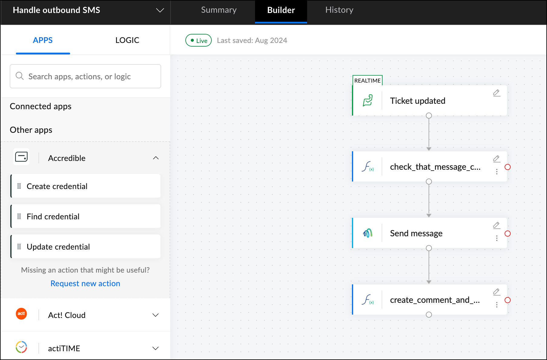 Handle outbound SMS flow.