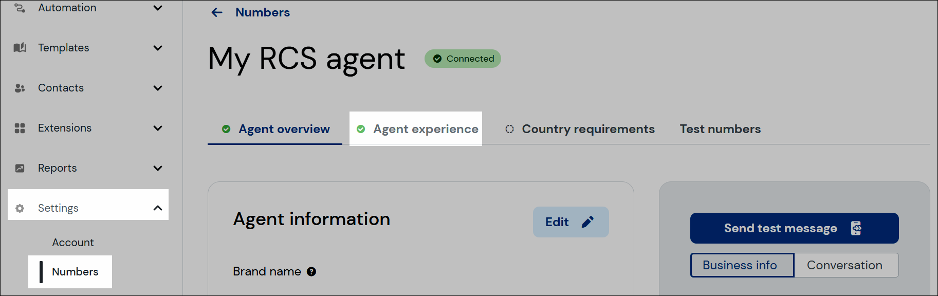 Agent experience navigation location screenshot