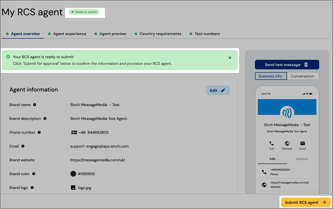 Ready to submit screen