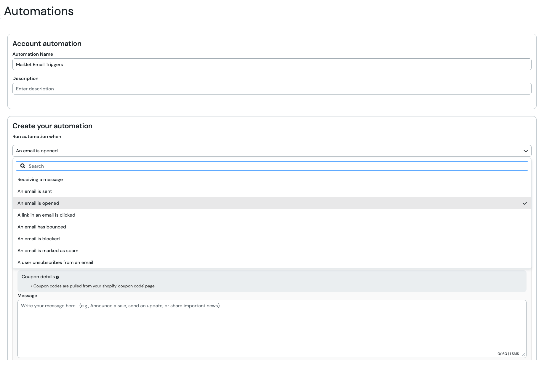 Select trigger in automation.