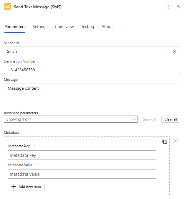 Advanced parameters - Metadata.