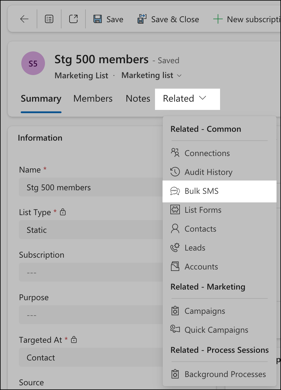 Send Bulk SMS from a marketing list.