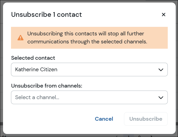 Unsubscribe confirmation