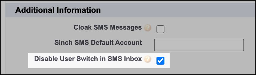 Disable User Switch in SMS Inbox.