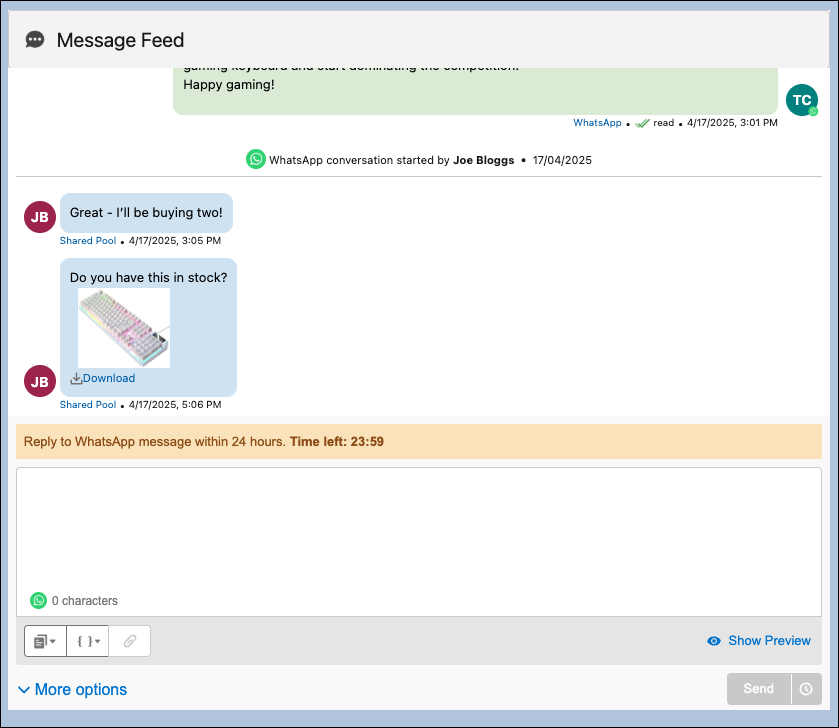 MMS in the message feed.