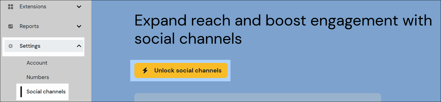 Unlock social channels navigation flow