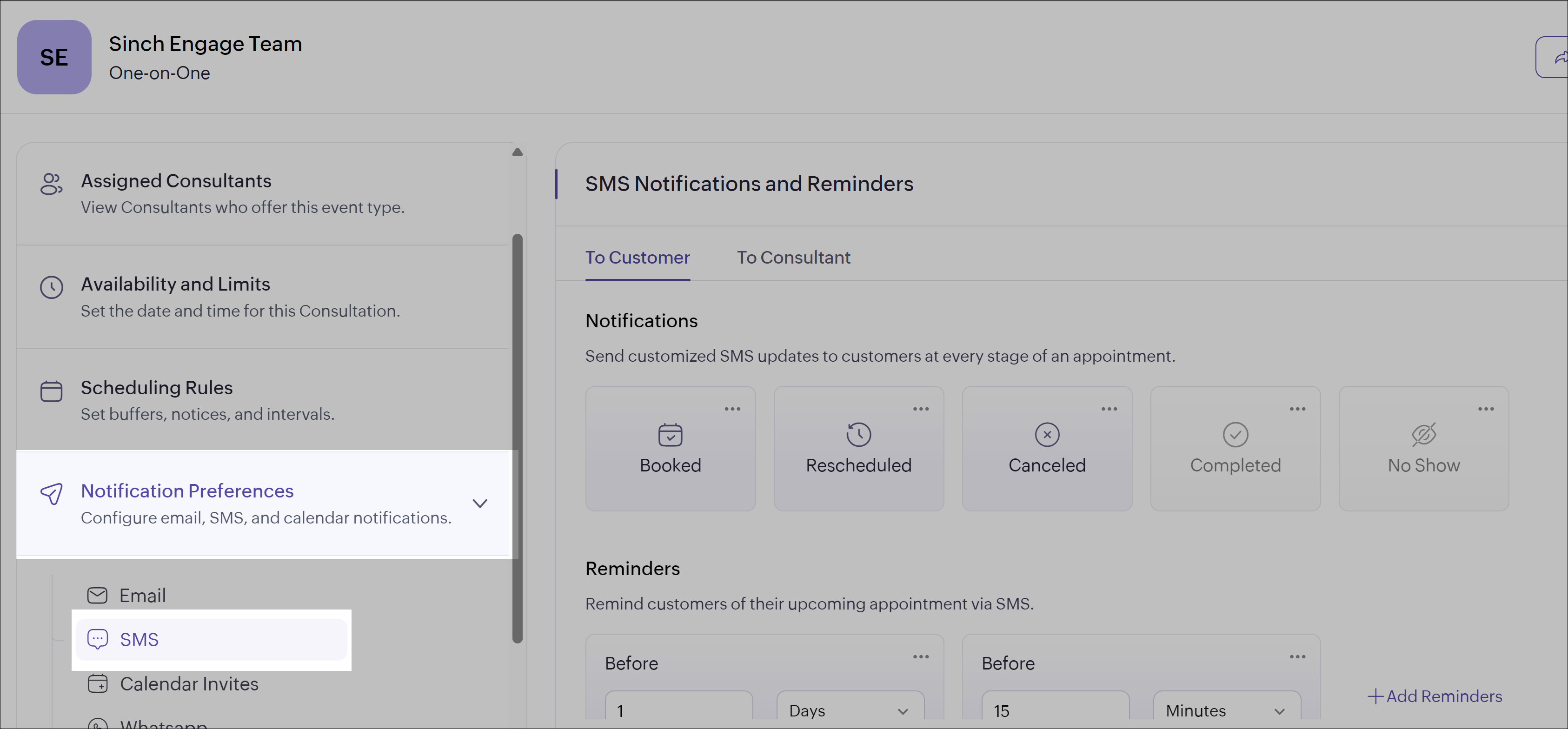 Notification Preferences in Zoho Bookings.