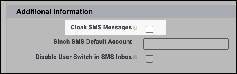 Cloak SMS Messages field.