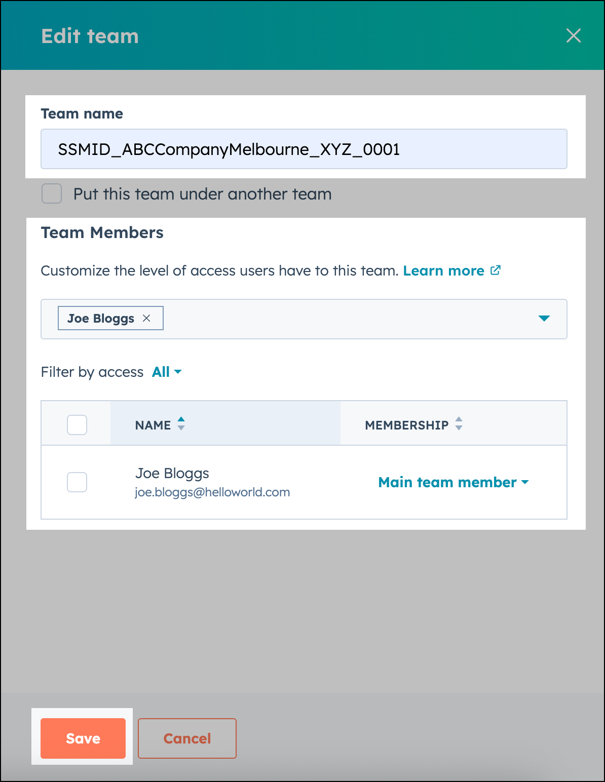 Add team and team members.