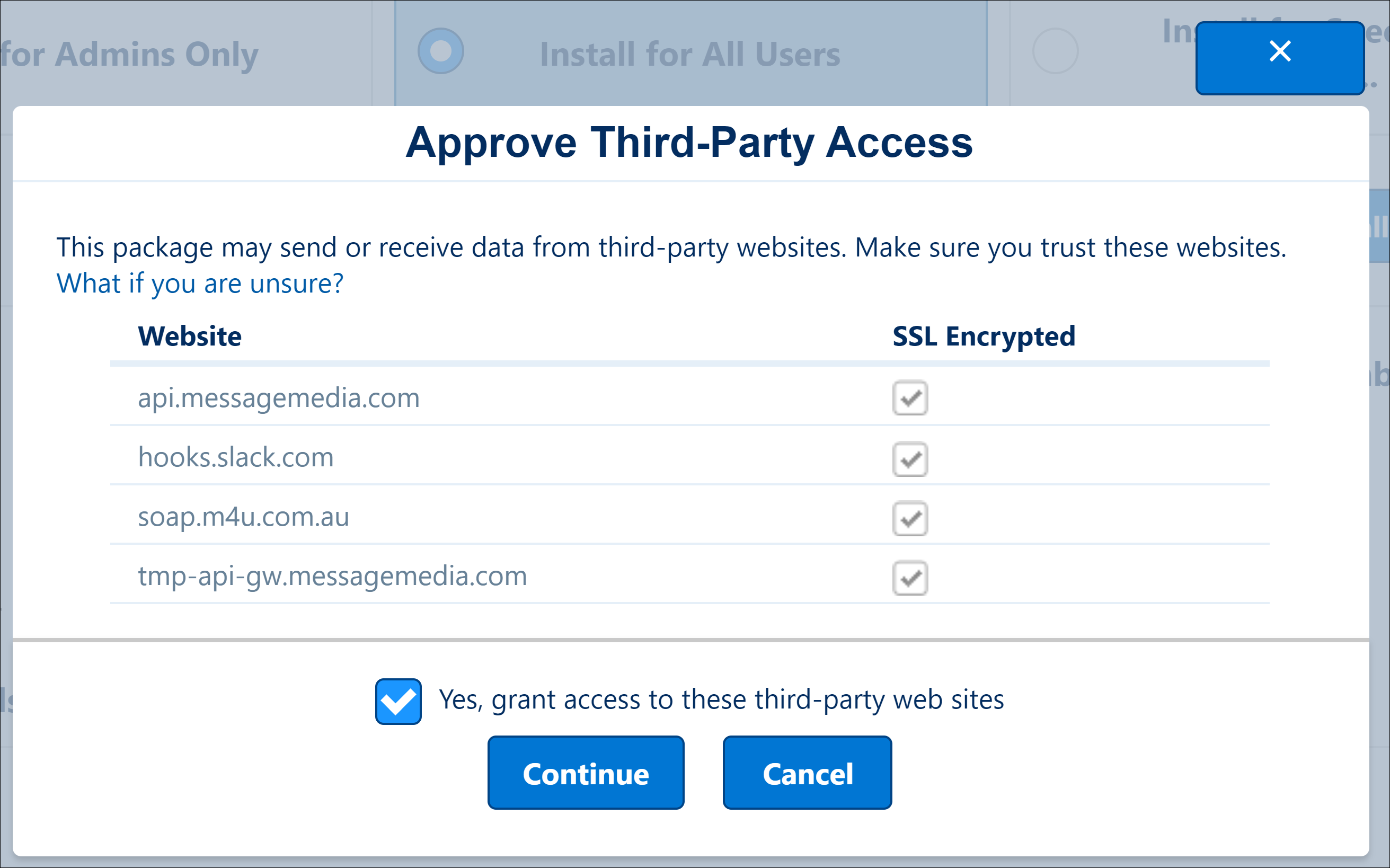 Approve third-party access.