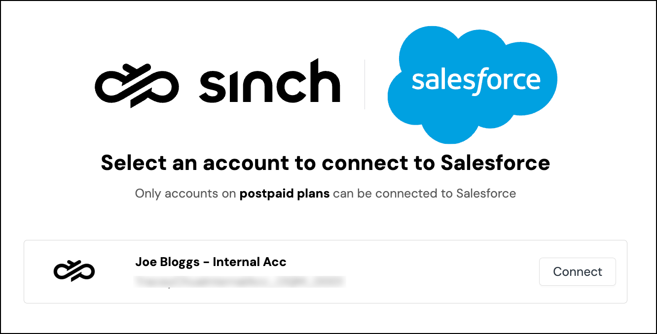 Connect to existing Sinch account.