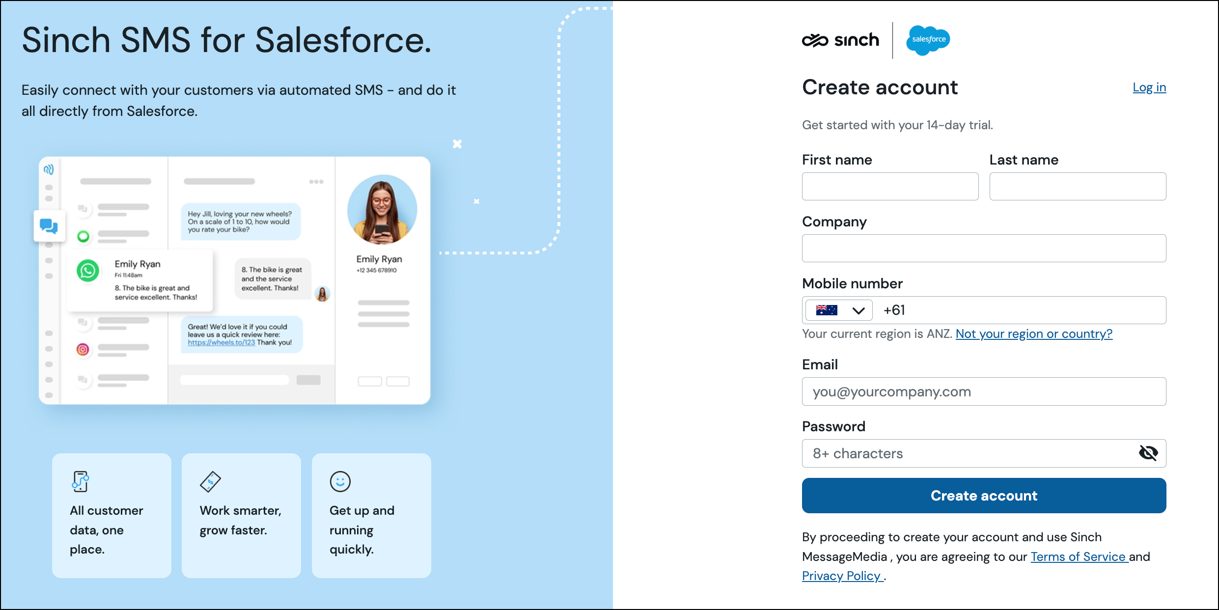 Register for a Sinch account.