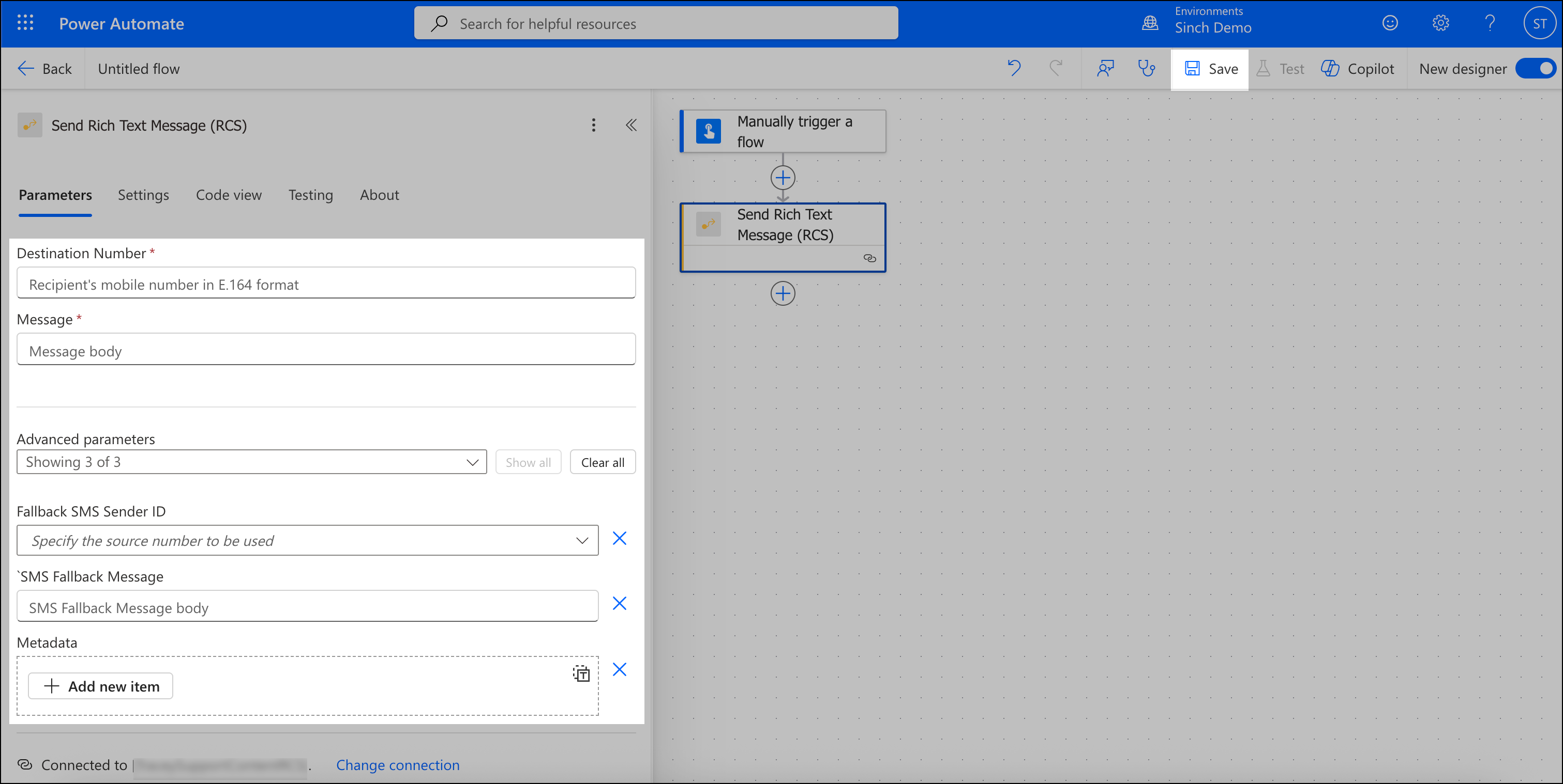 Configure RCS action.