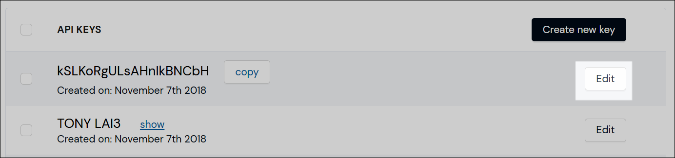 Edit button screenshot (api key)