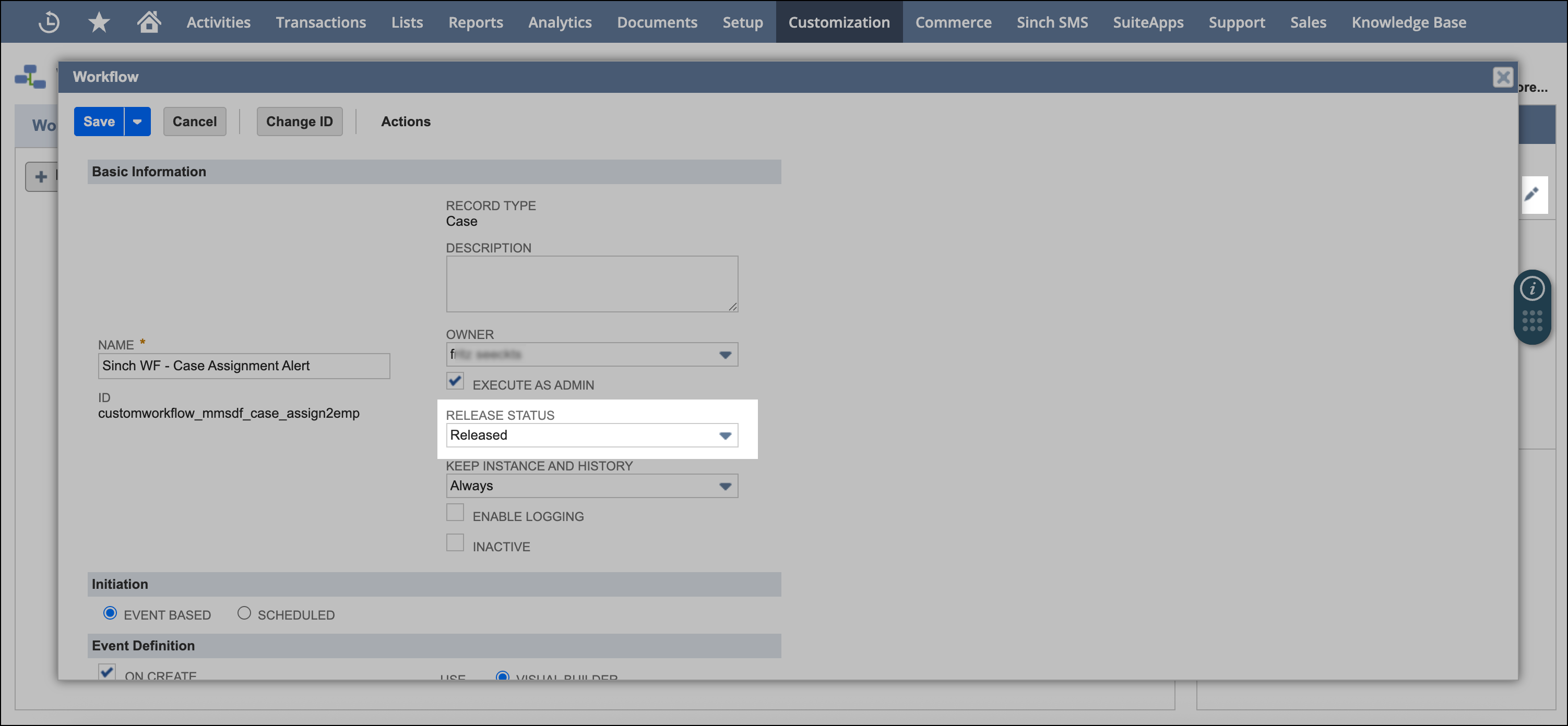 Release Status is updated to Released.