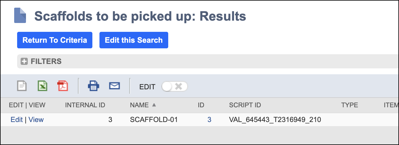 Saved search with criteria.