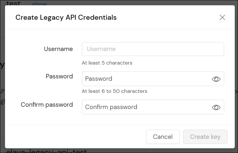 Creation modal screenshot