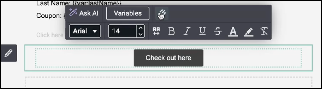 Mailjet template Variables.
